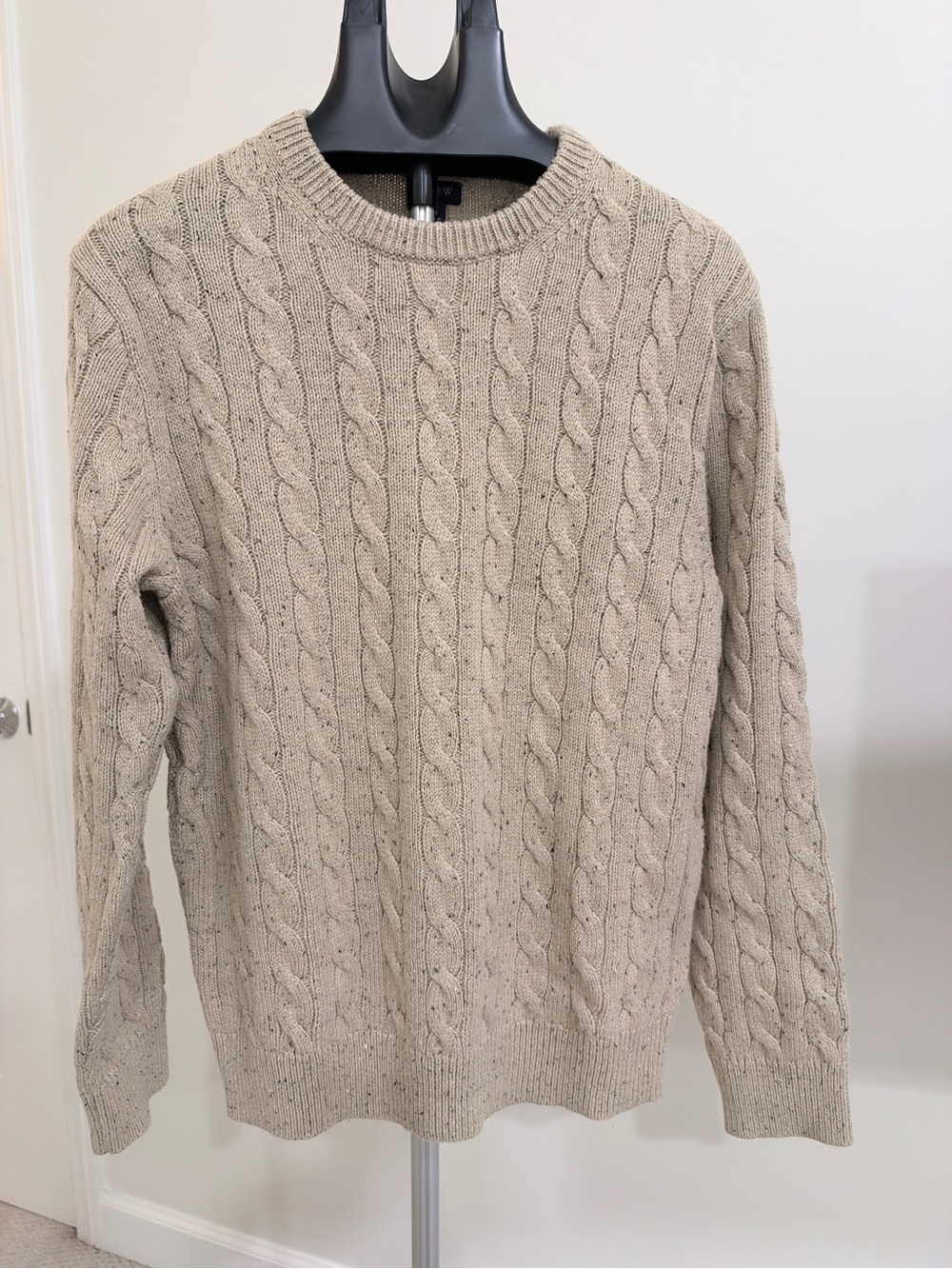 J. Crew Men's Cable-Knit Crewneck Sweater - Taupe